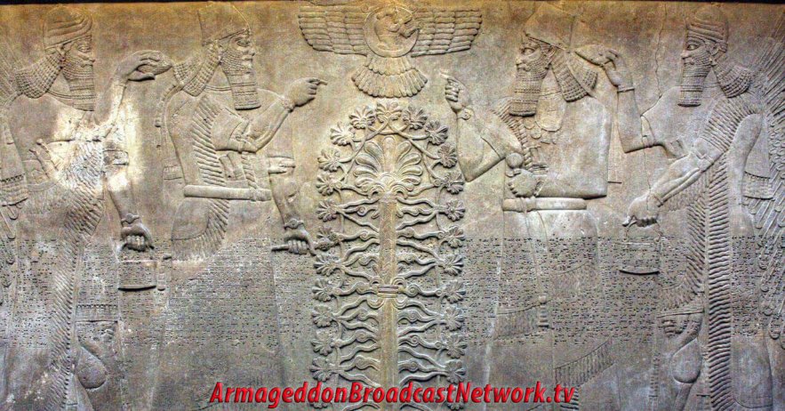 01-Anunnaki-Geneticists-Tree-of-life-Anu-UFO-WInged-Disc-Pine-cone