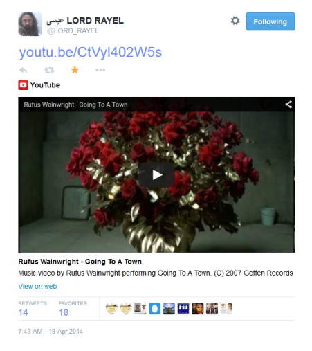 C:\Users\Dell\Desktop\Corey Work\Pictures\Dated Screen Captures\Lord RayEl Tweet - Going to a Town already burnt down - Dated April 19th, 2014.png