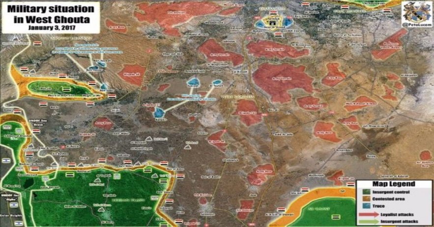 Syrian Army on the verge of taking control of Damascus-Golan Heights border map Syrian Army on the verge of taking control of Damascus-Golan Heights border: map