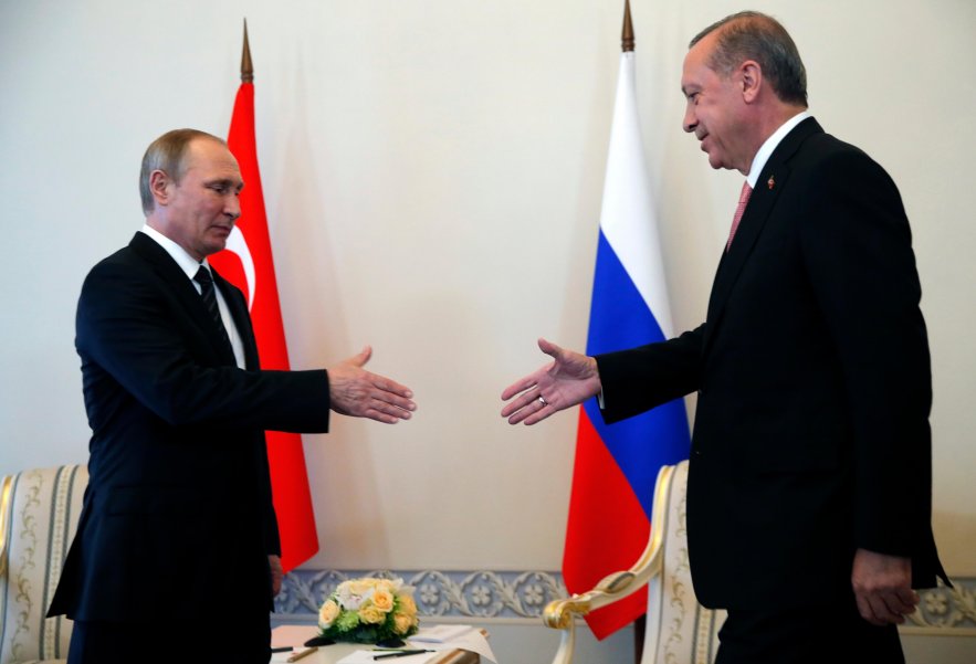Turkish President Recep Tayyip Erdogan and Russian President Vladimir Putin meet in St. Petersburg